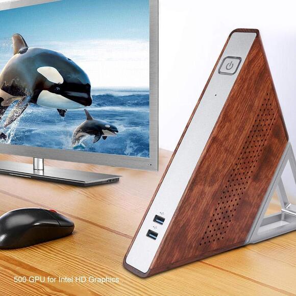 Acute Angle Mini PC 8GB RAM 128 GB SSD Win10 Intel N3450 Computer wood case - Picture 1 of 13